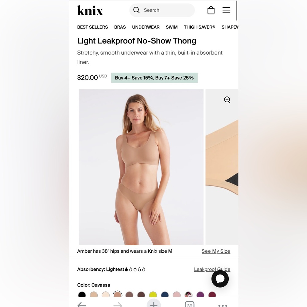 Knix Light Leakproof No-Show Thongs NWT